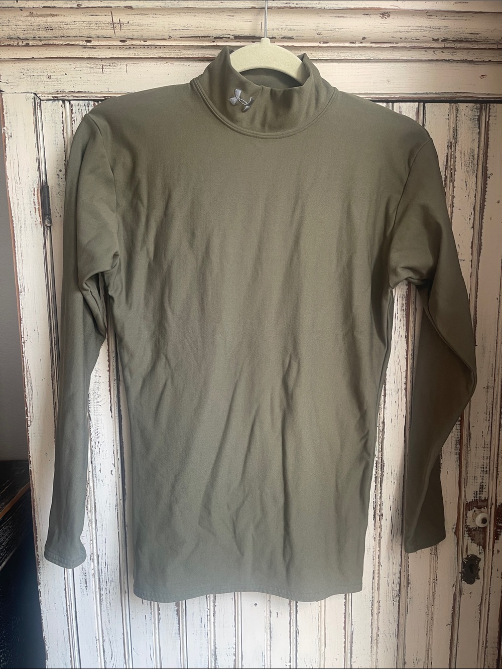 Under Armour Olive Green Long-Sleeve Mock Neck Cold Gear Performance Shirt